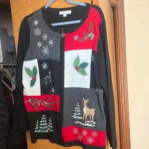 1X  winter sweater in black, red, green, grey and white